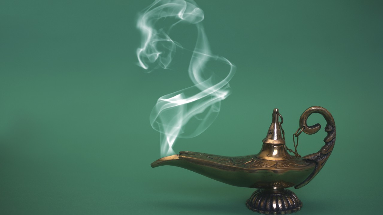 Smoking Genie Lamp
