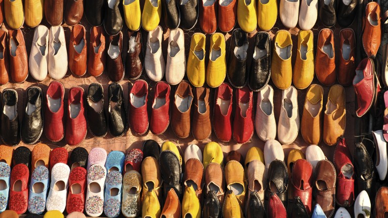 Colorful shoes for sale in Marrakech, Morocco