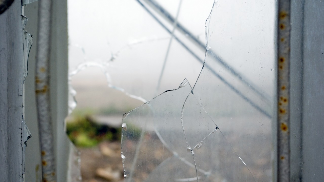 Broken window glass