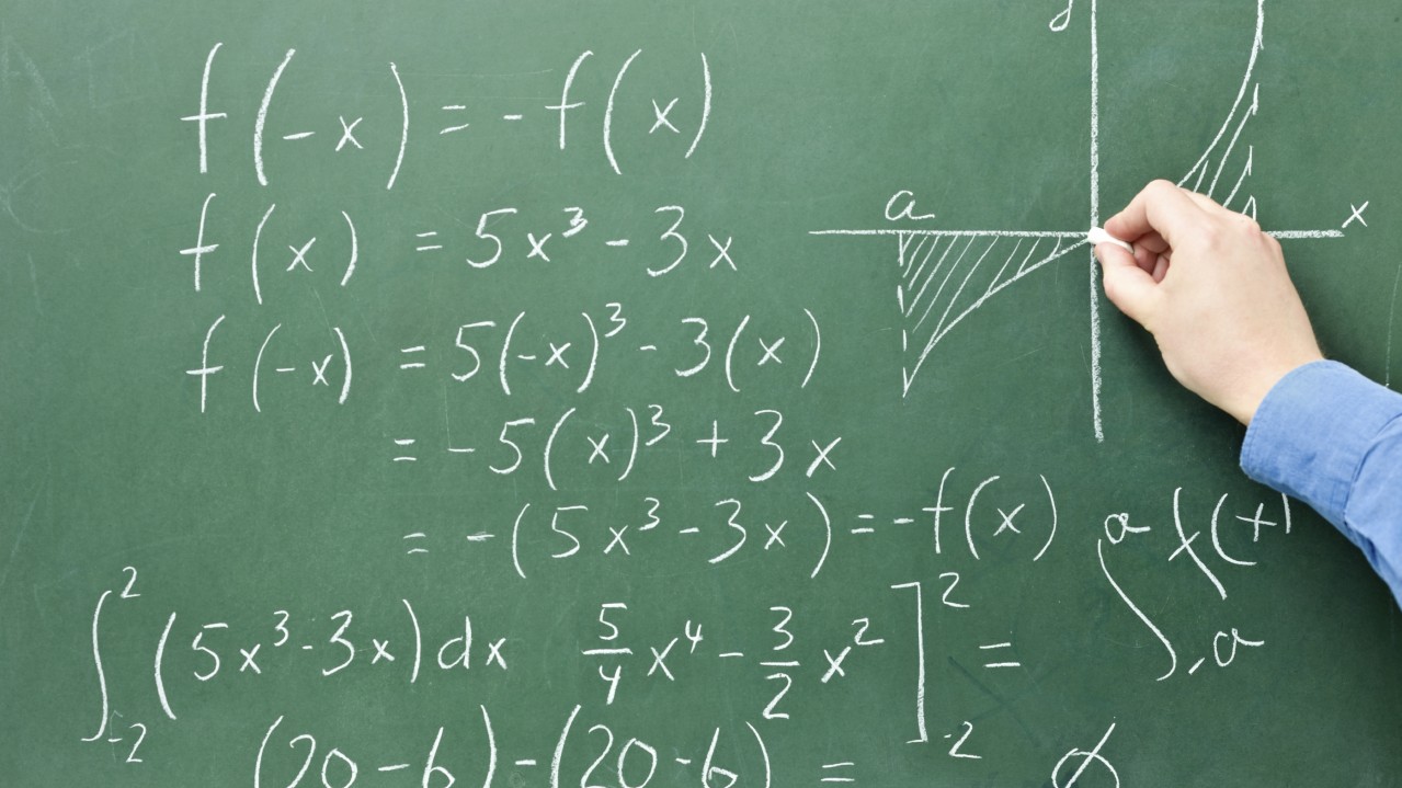 Math equations on a chalkboard