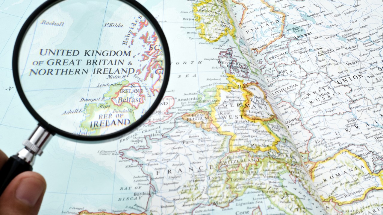 Close up of the British Isles