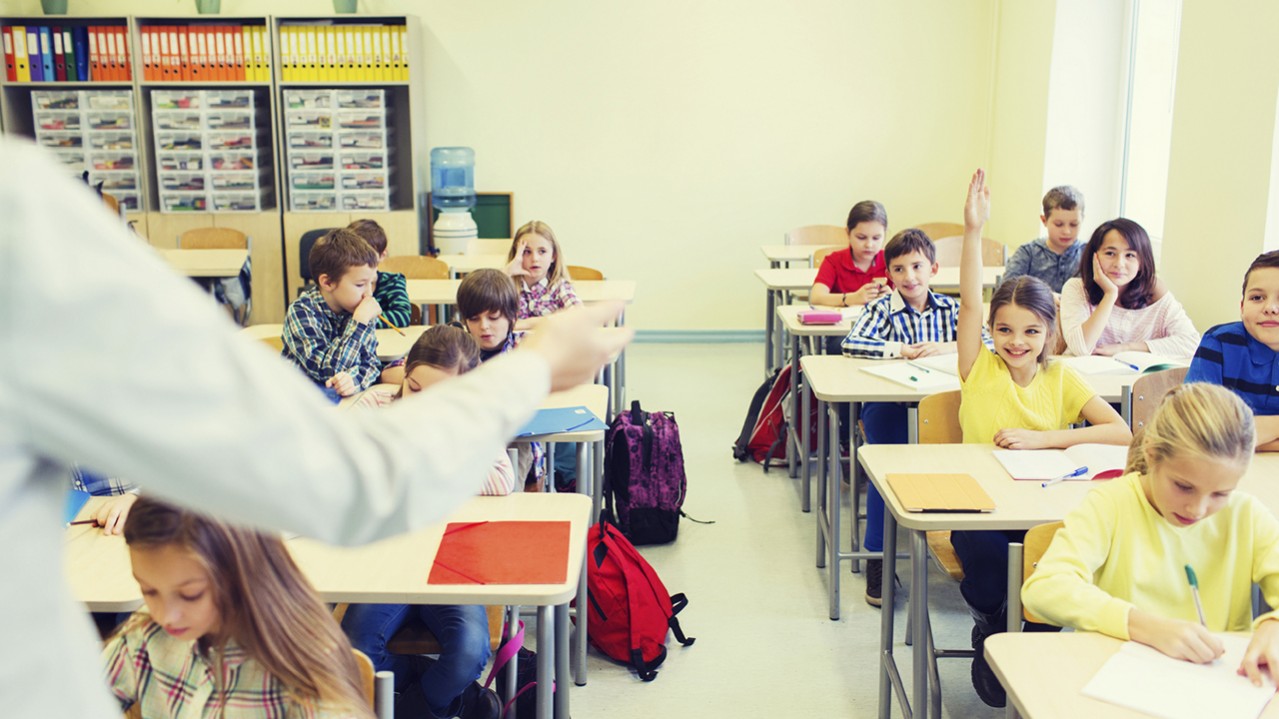 school children in classroom