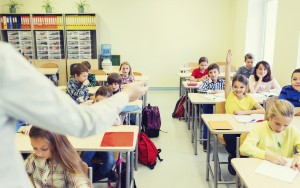 school children in classroom