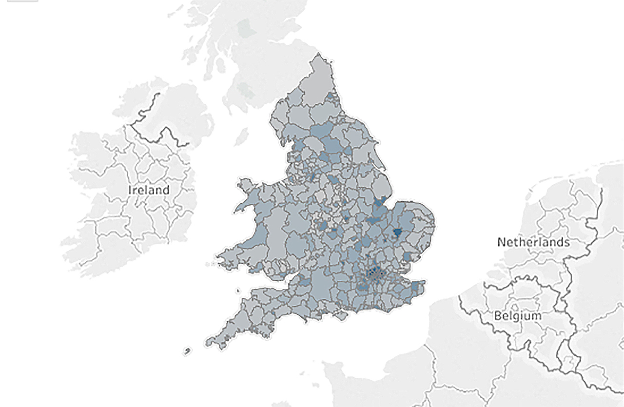 Share Of Non UK Born Youth 16 24 Mapped By Local Authority District   Map Youth 