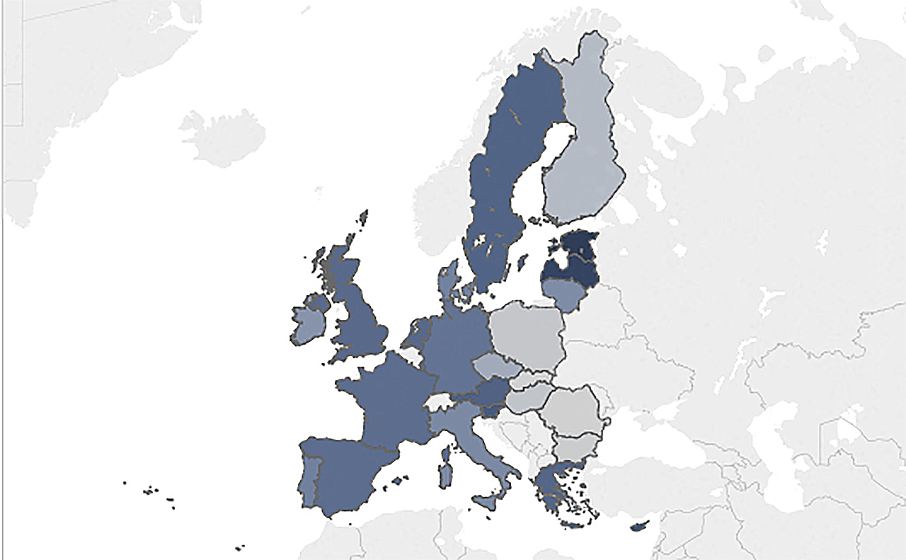 Census map NonEU born residents as share of population across EU Migration Observatory The