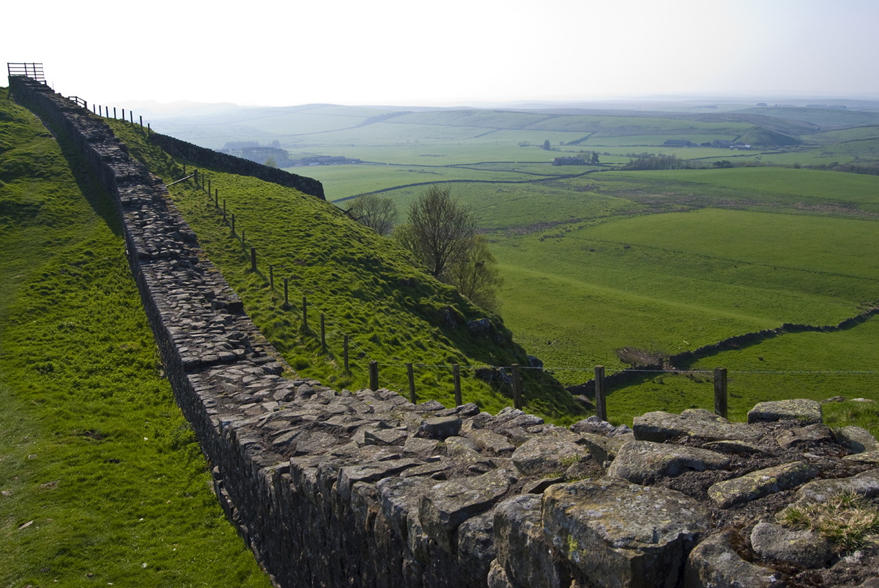 part of the ancient Hadrians wall in northern England