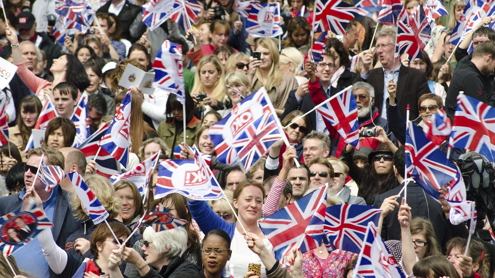 Crowd with british flags